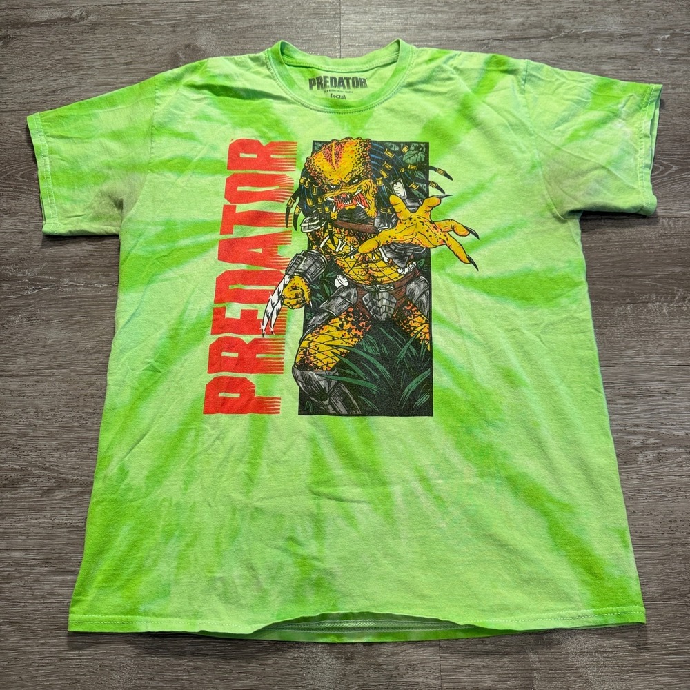 Vintage Predator Shirt Mens Large Green Movie Graphic Tee Short Sleeve Crew Neck